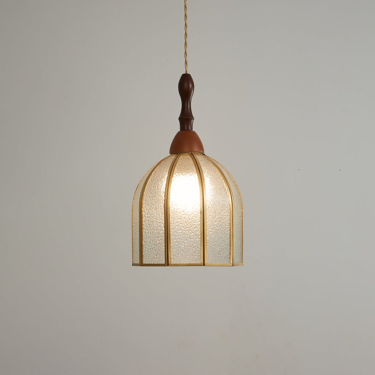 Creshen lámpara colgante de madera y vidrio vintage