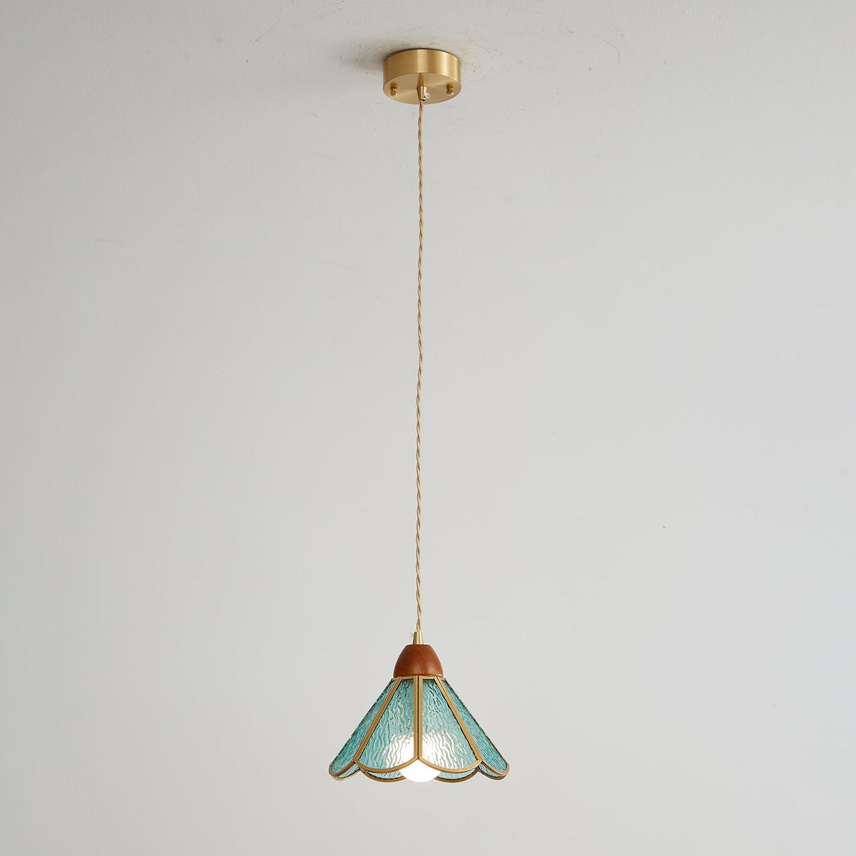 Creshen lámpara colgante de madera y vidrio vintage