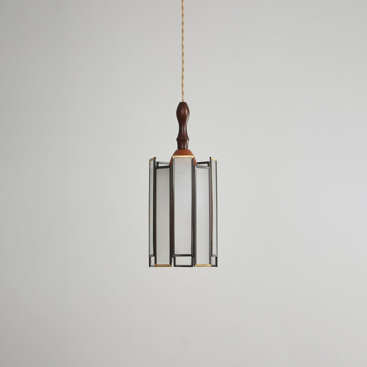 Creshen lámpara colgante de madera y vidrio vintage