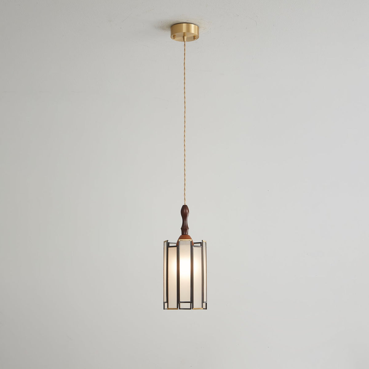 Creshen lámpara colgante de madera y vidrio vintage