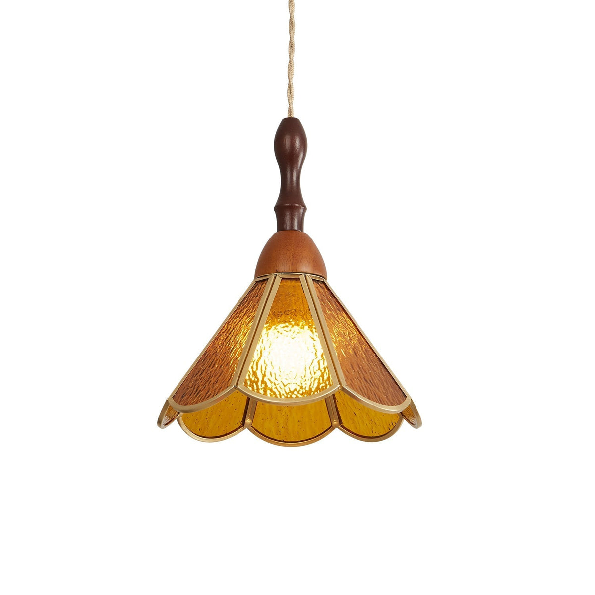 Creshen lámpara colgante de madera y vidrio vintage