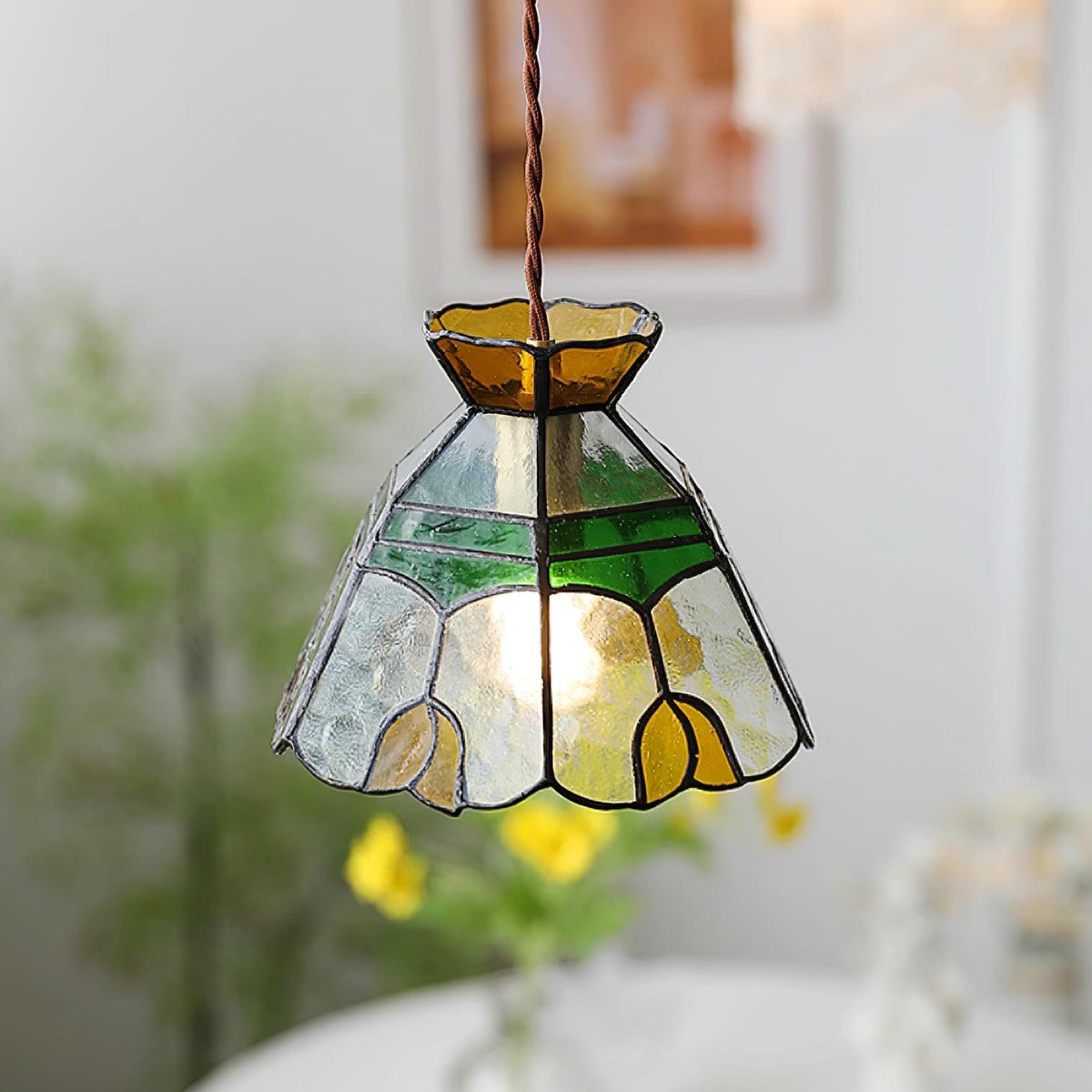 Coriva lámpara colgante de vidrio teñido estilo mid-century