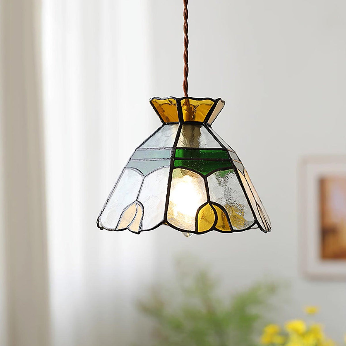 Coriva lámpara colgante de vidrio teñido estilo mid-century