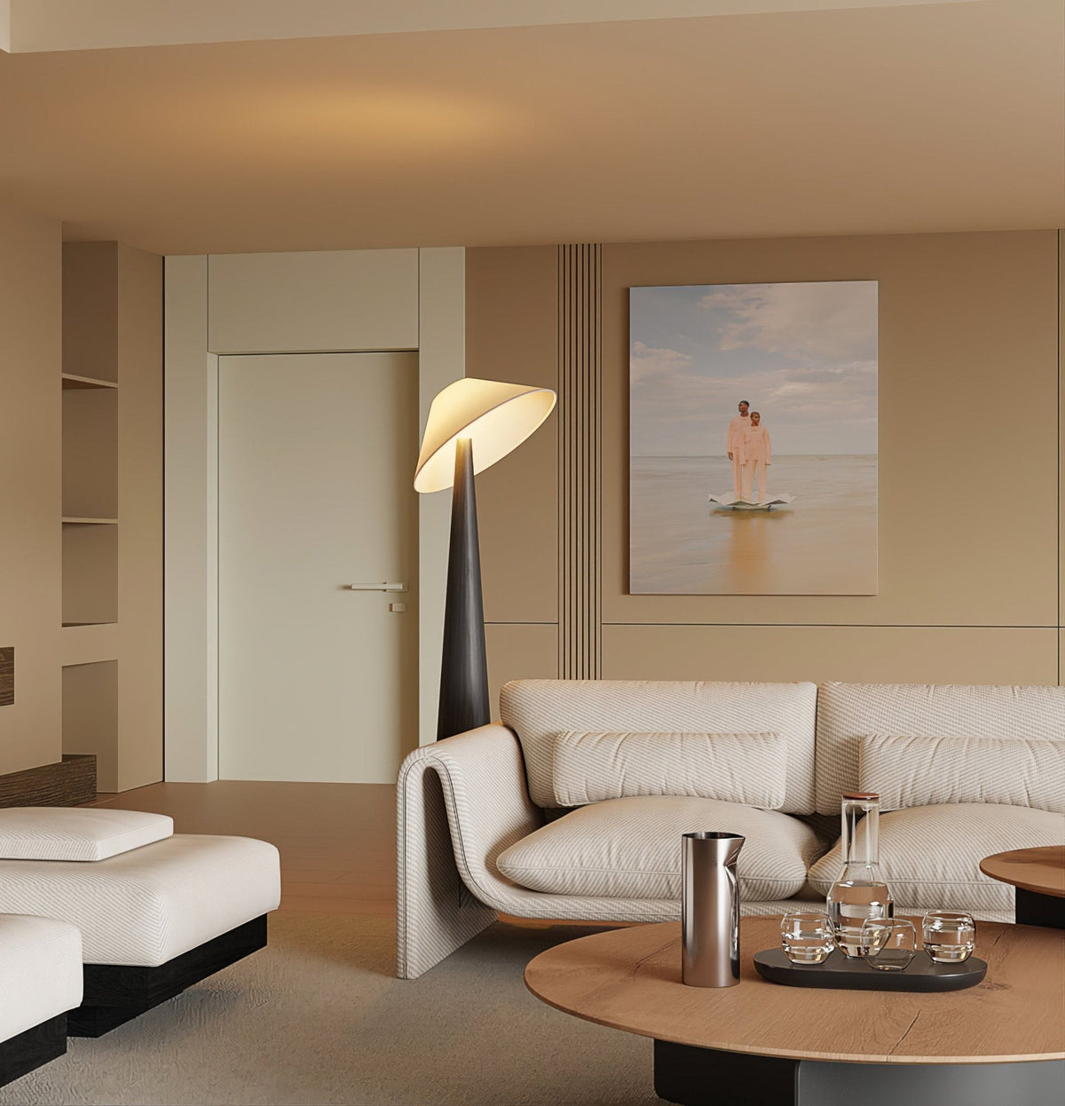 Apex lámpara de pie en madera con base cónica