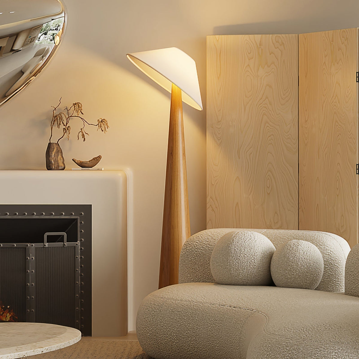 Apex lámpara de pie en madera con base cónica