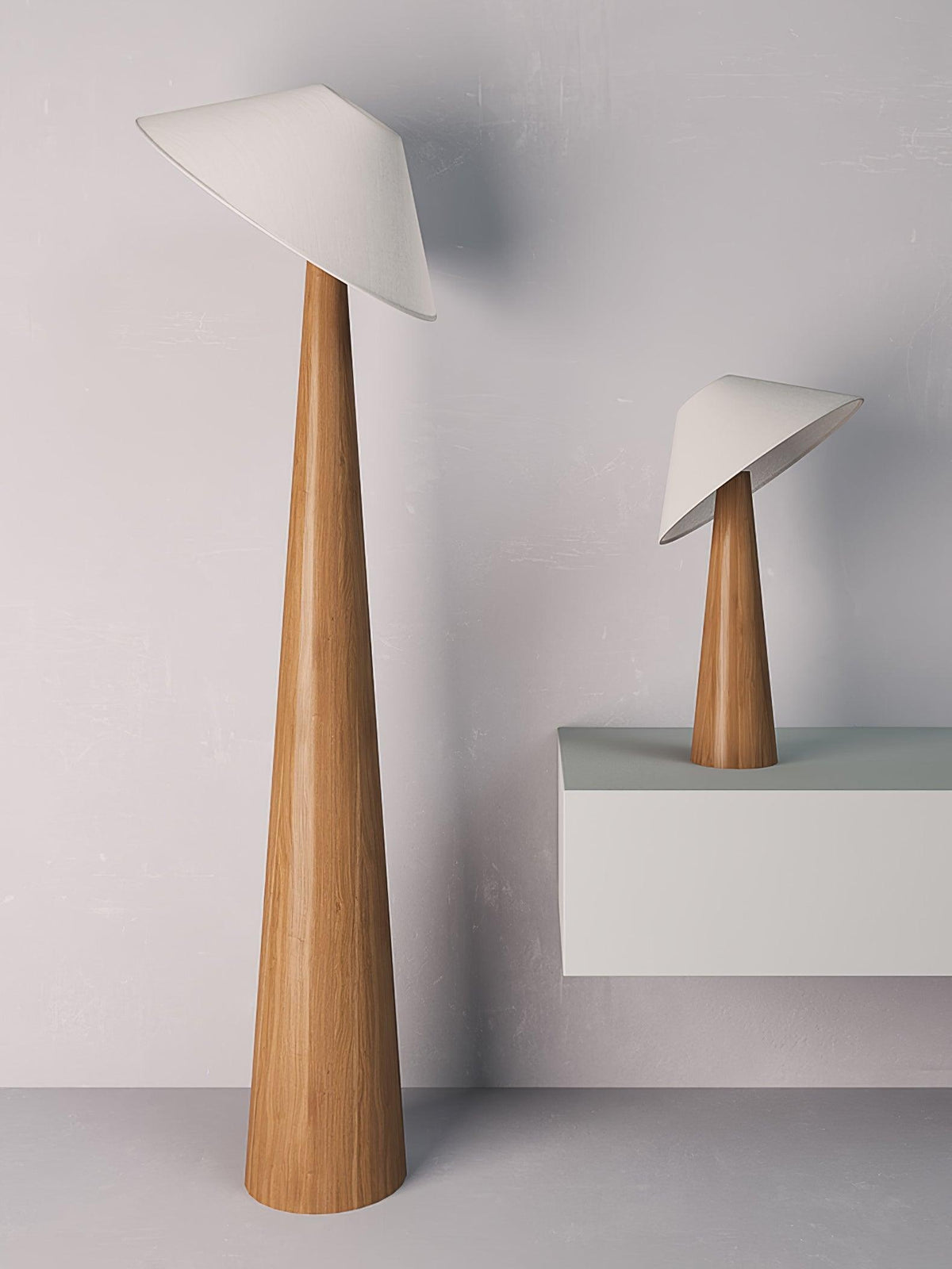 Apex lámpara de pie en madera con base cónica