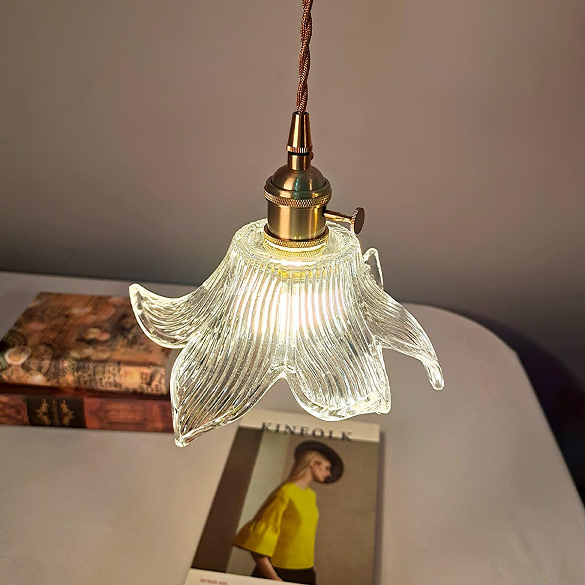 Aell lámpara colgante de latón y vidrio glam