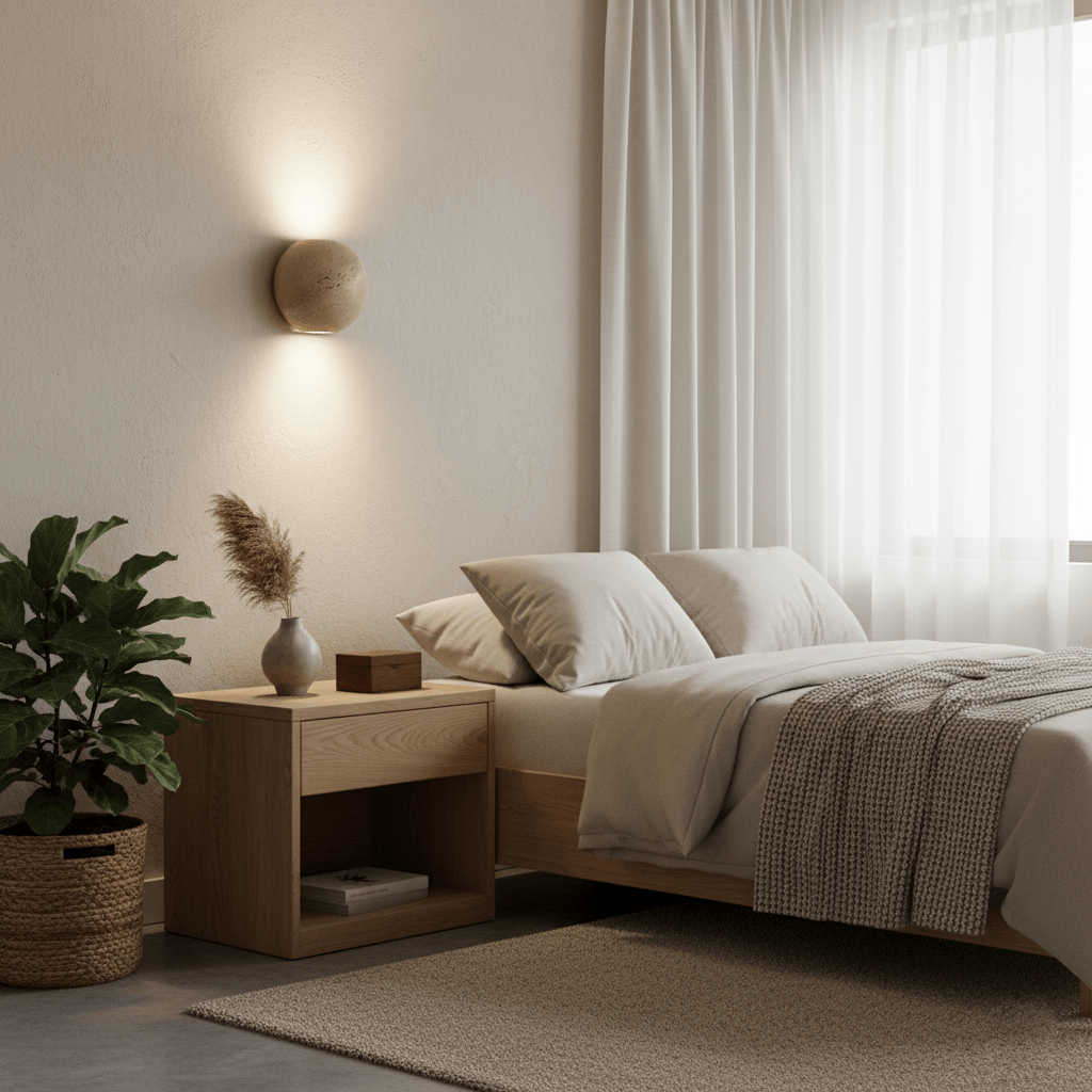 Travian aplique de pared travertino con esfera