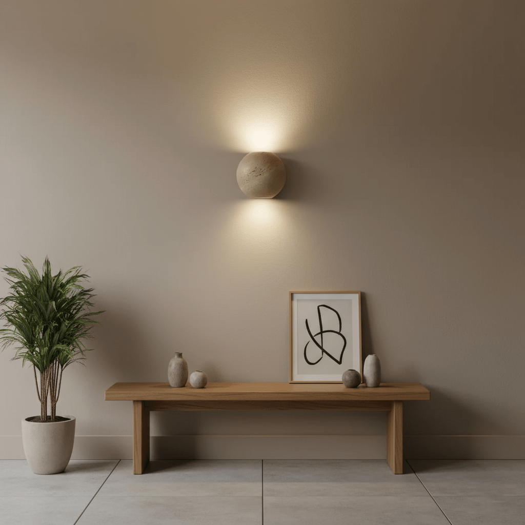 Travian aplique de pared travertino con esfera