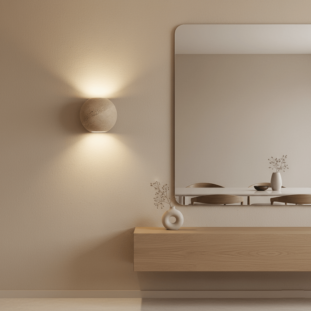 Travian aplique de pared travertino con esfera
