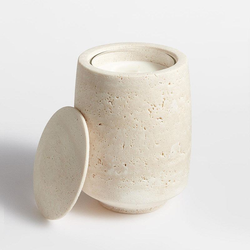 Sovel elegante interior moderno con soporte para velas de piedra natural travertino