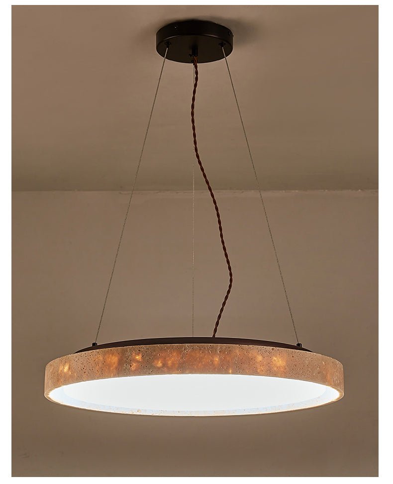 Seranena lámpara colgante de círculo en travertino con LED