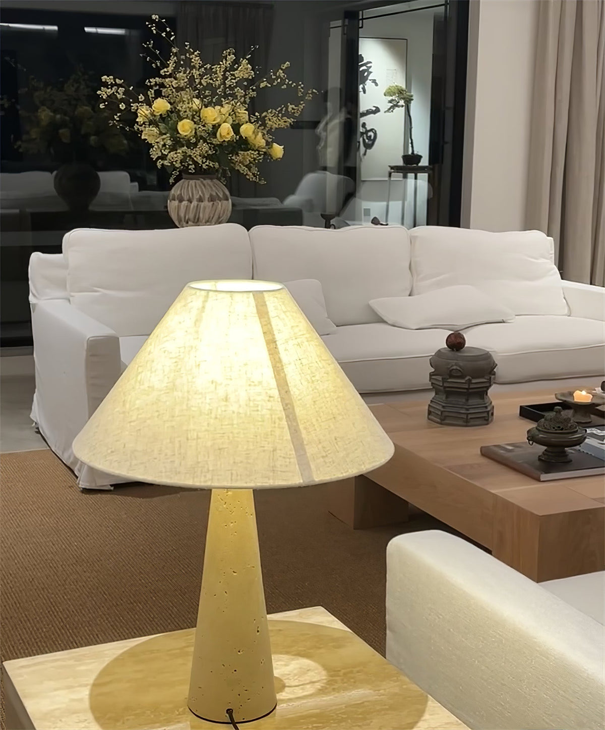Tavarette lámpara de mesa travertino