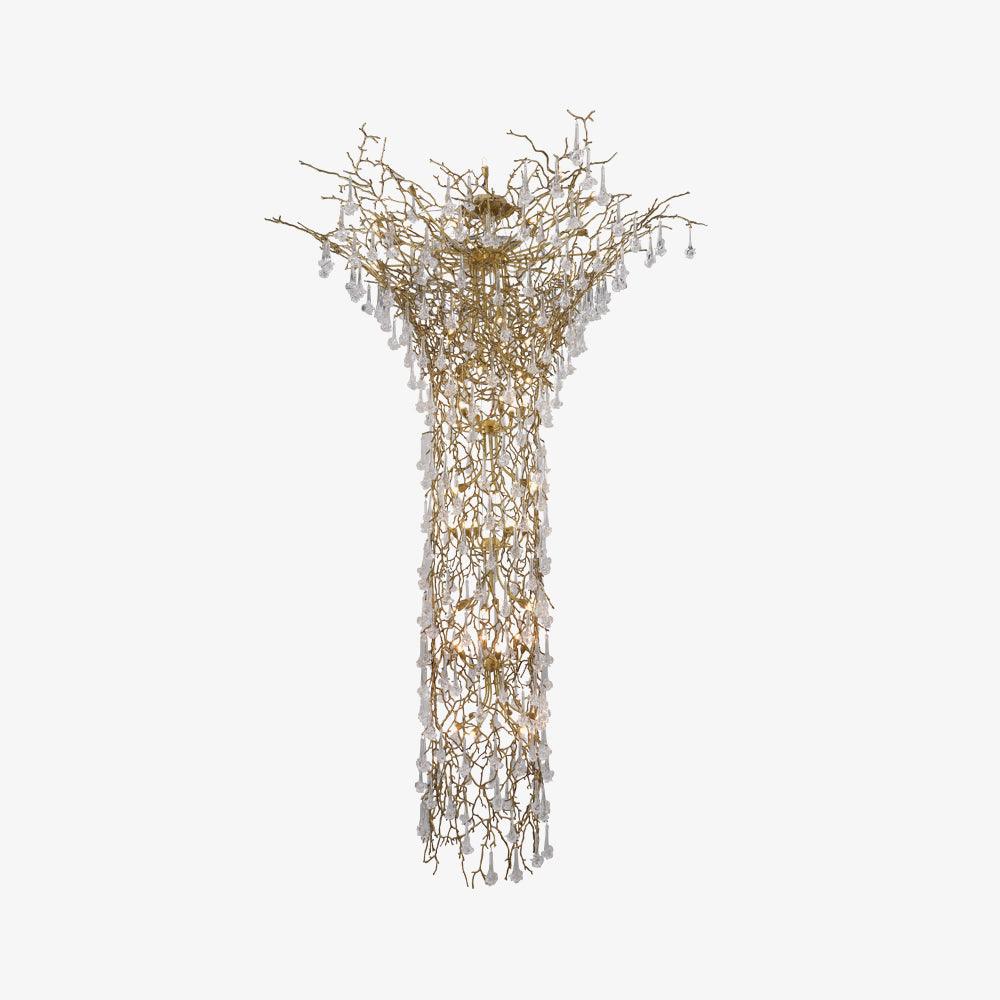 Abeleisa lámpara de araña de rama de árbol en latón con cristal para escalera