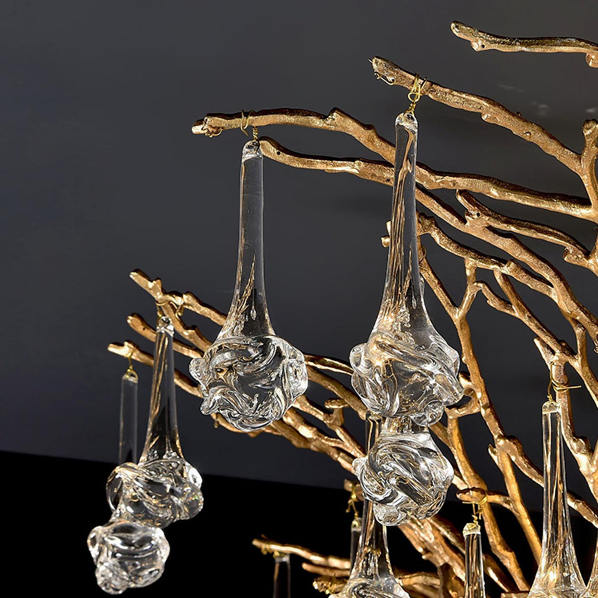 Abeleisa lámpara de araña de rama de árbol en latón con cristal para escalera