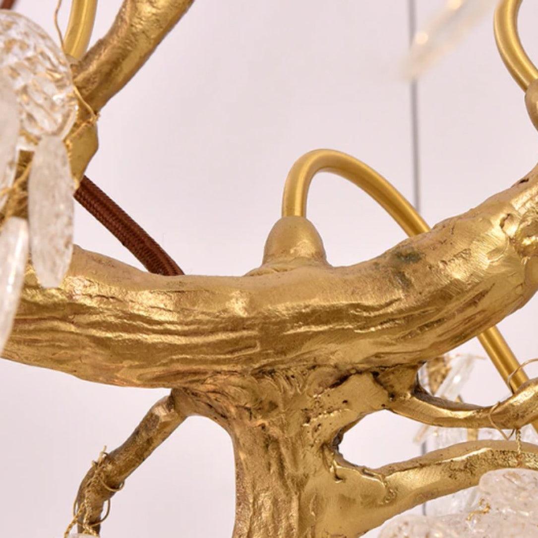 Abeleisa lámpara de araña de rama de árbol en latón con cristal para escalera