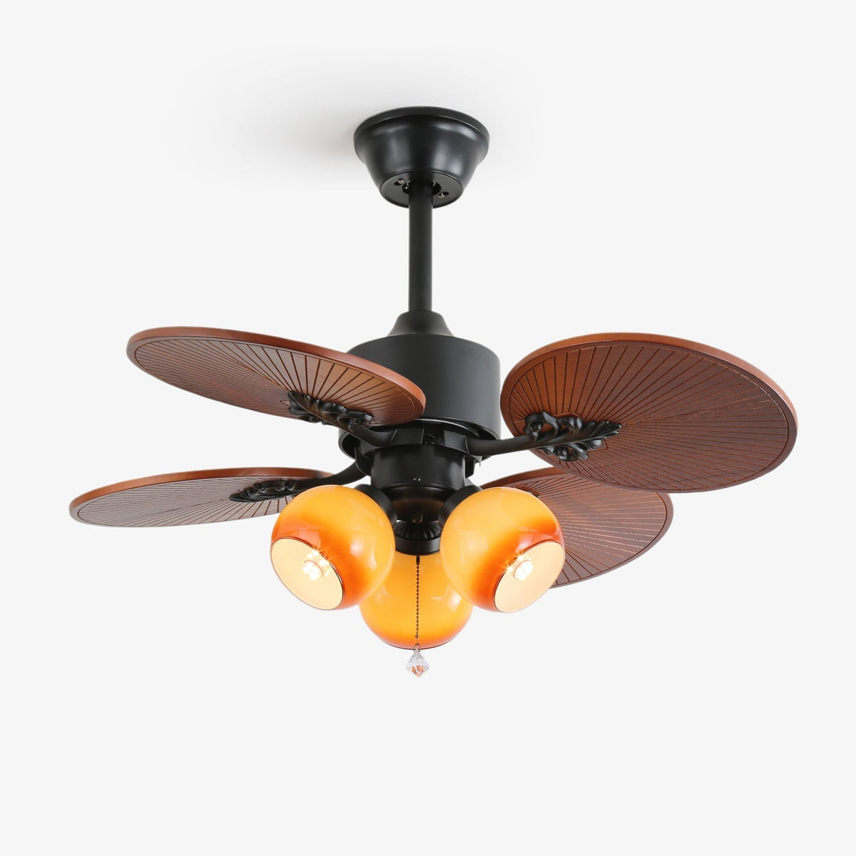 Celiira ventilador de techo con luz Tropical de vidrio
