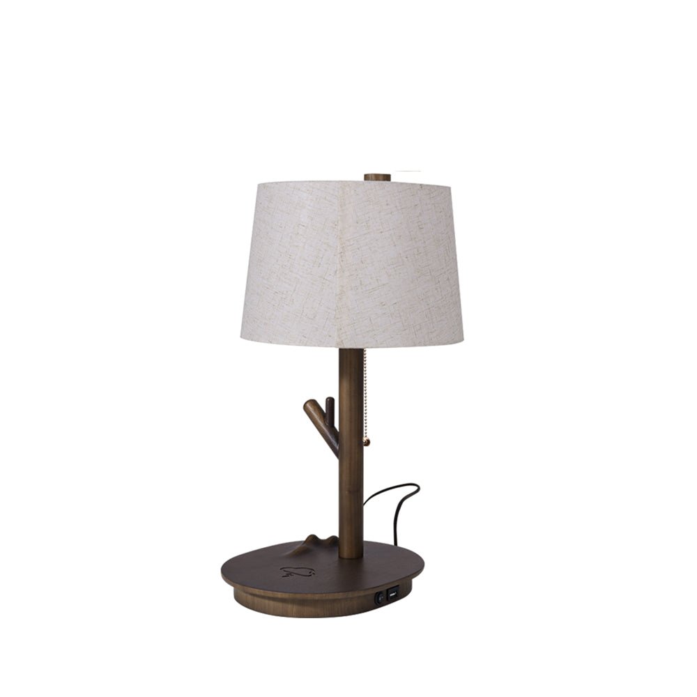 Lámpara de mesa rústica de madera nogal