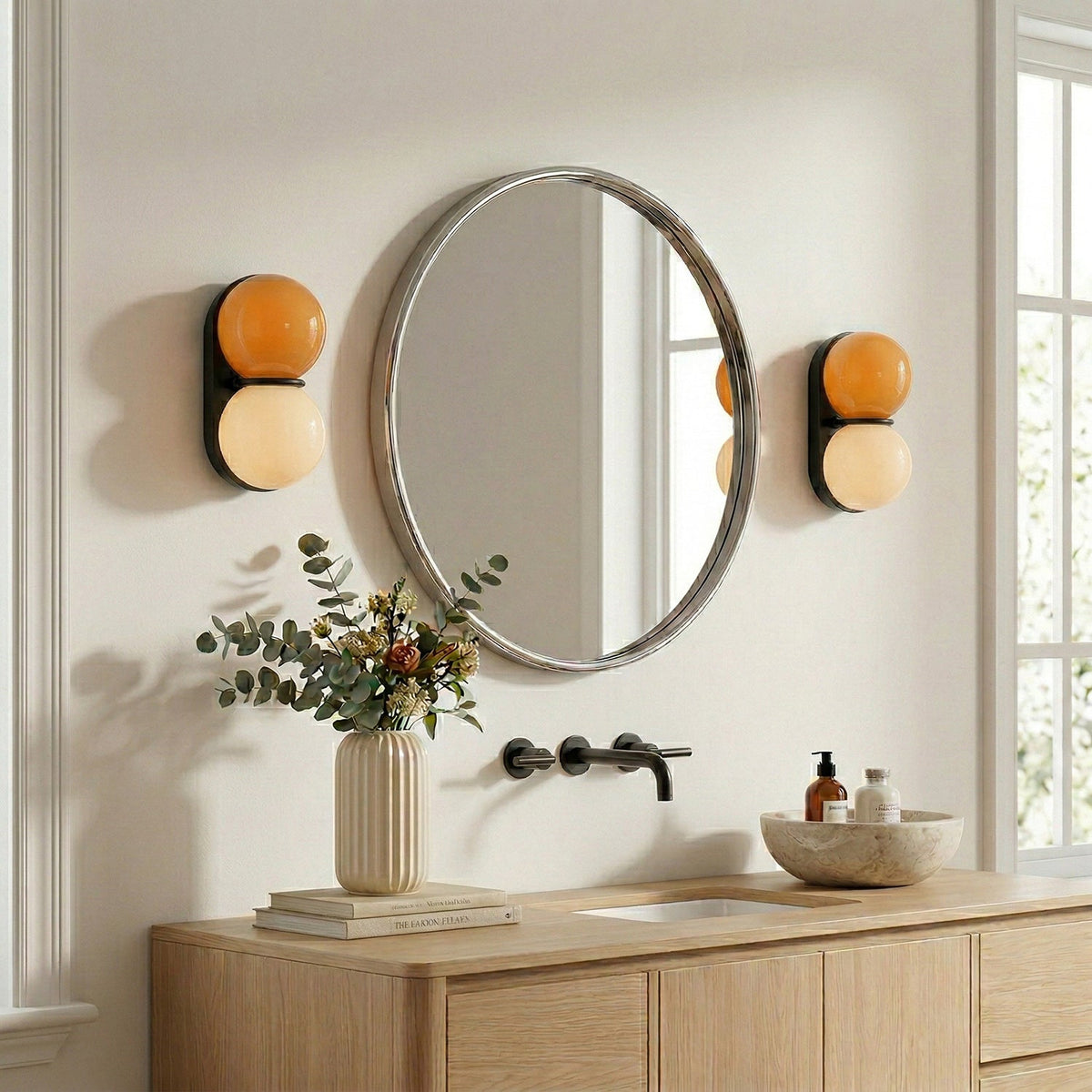 Two aplique de pared Globo vidrio