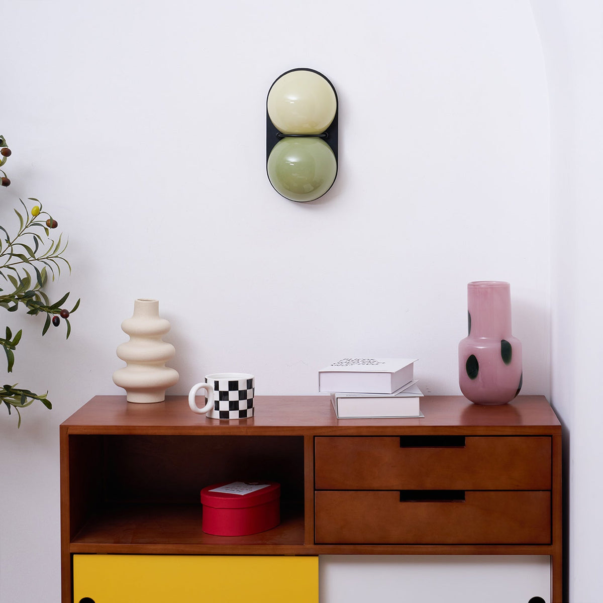 Two aplique de pared Globo vidrio