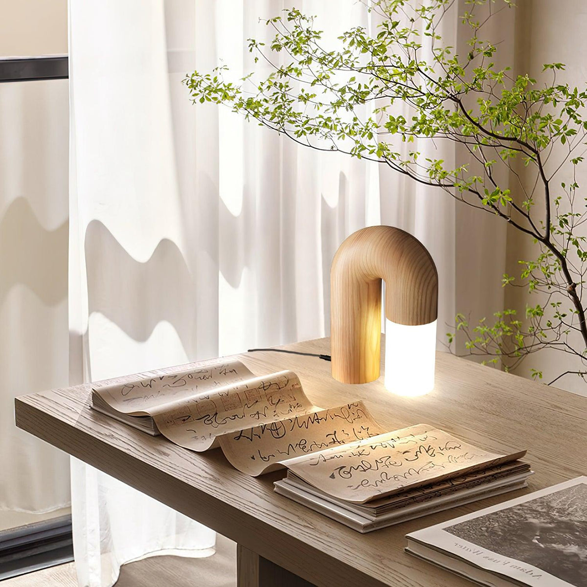 Arch lámpara de mesa de madera