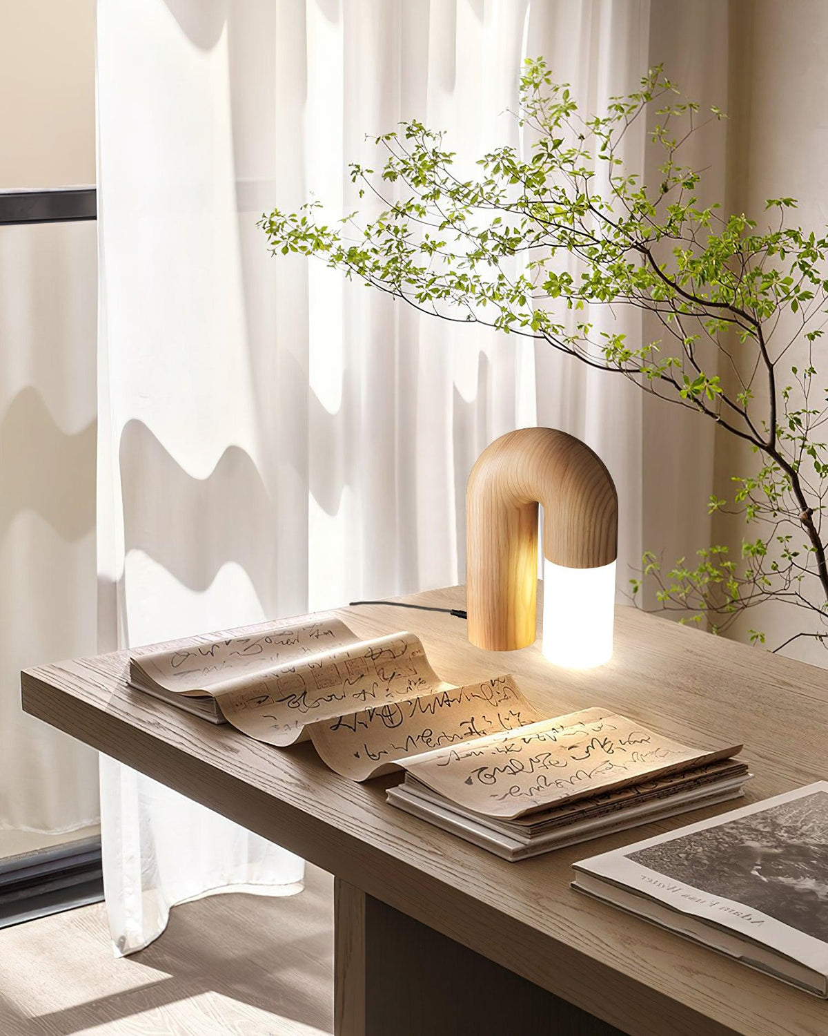 Arch lámpara de mesa de madera
