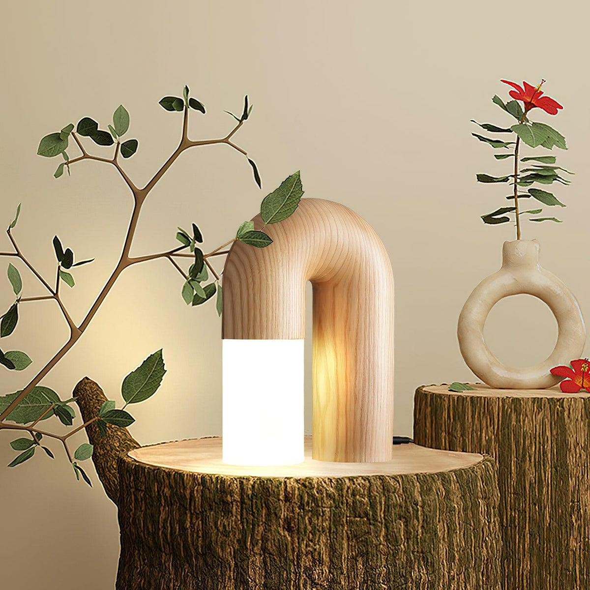 Arch lámpara de mesa de madera