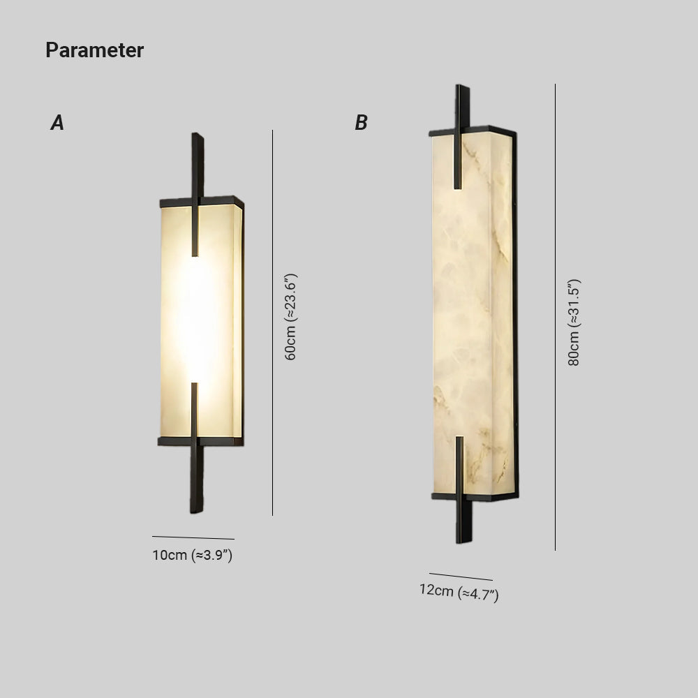 Komino aplique de pared rectangular de alabastro
