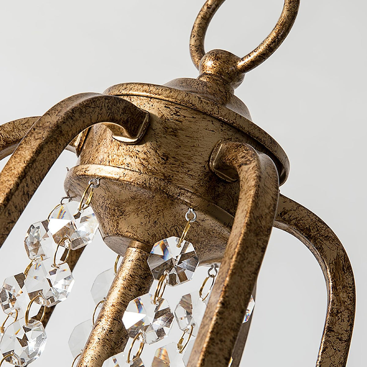 Mirok lámpara de araña de hierro con cristal estilo candelabro vintage