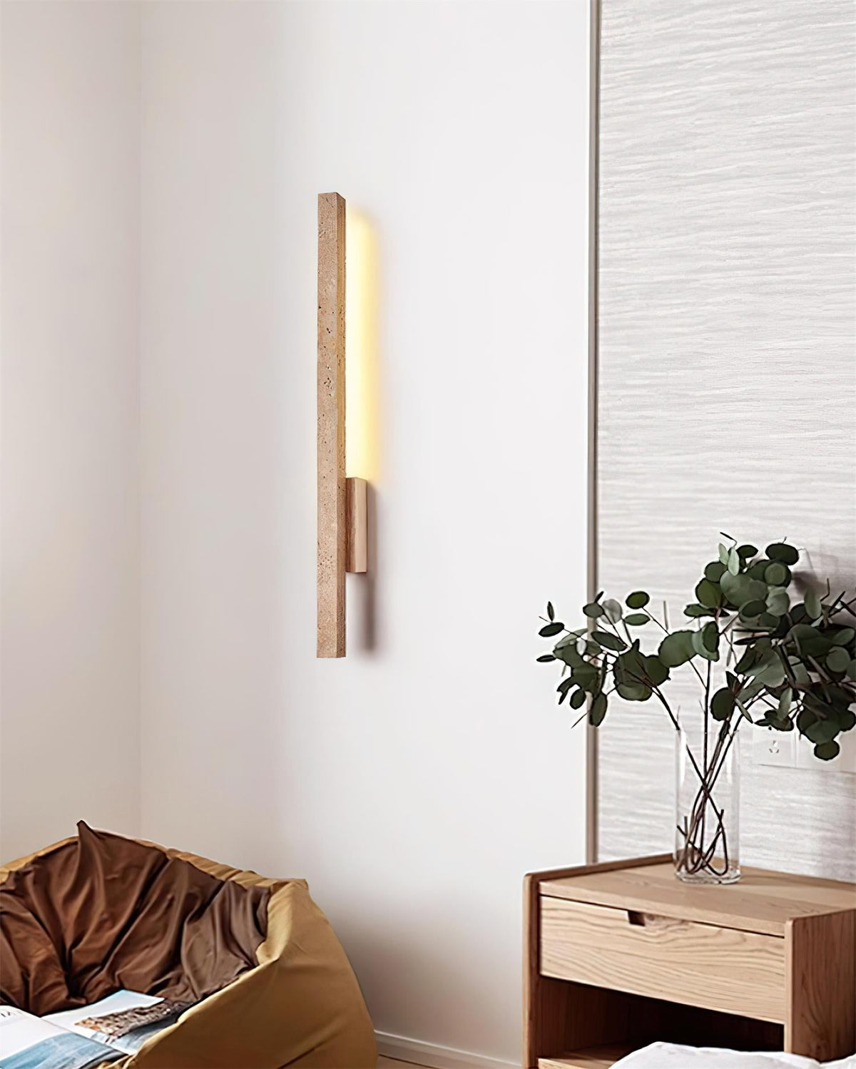 Corvella aplique de pared Slim lineal de travertino minimalista