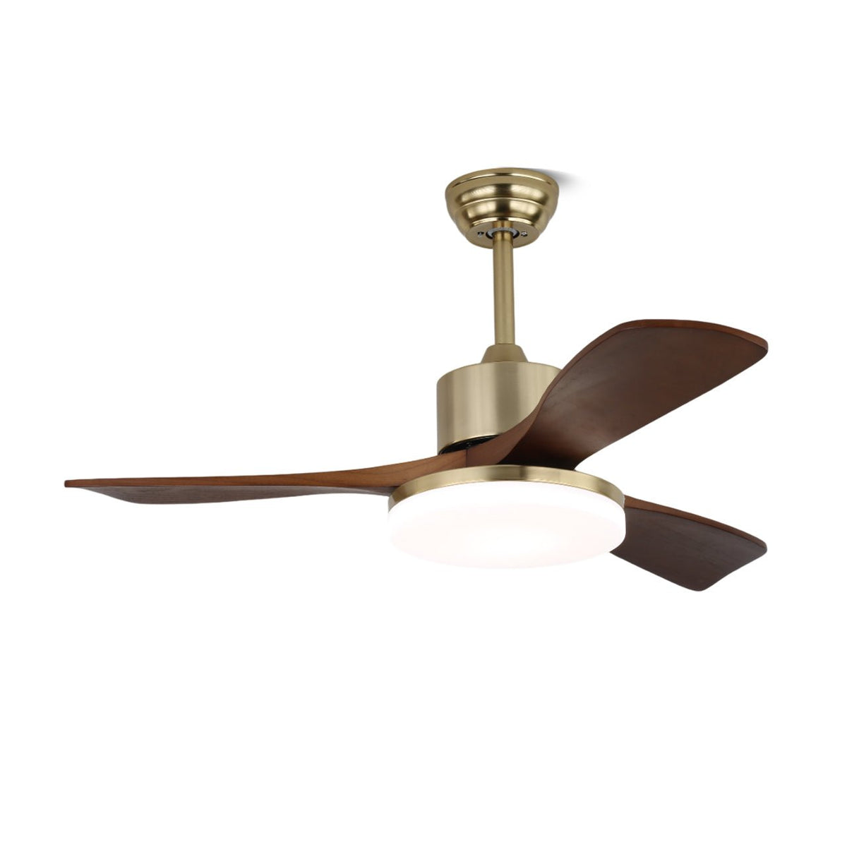 Selora ventilador de techo con luz de latón con hojas de madera