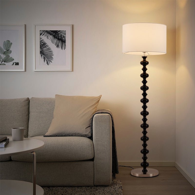 Eloisen lámpara de pie de madera y tela minimalista