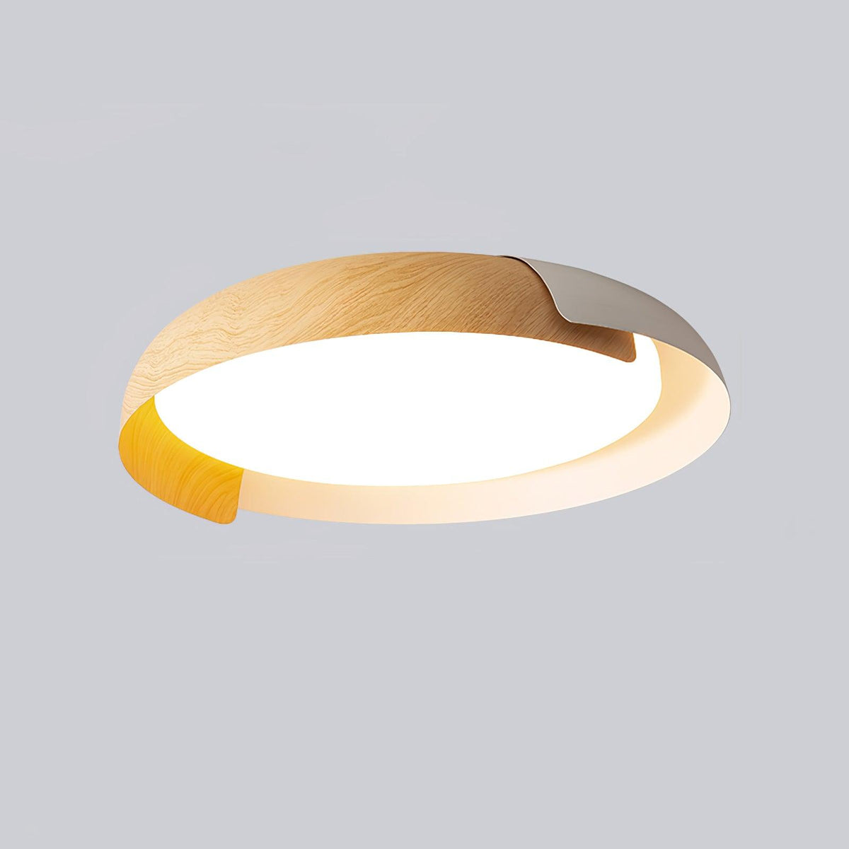 Nomino lámpara de techo redonda de acrílico y madera, estilo minimalista