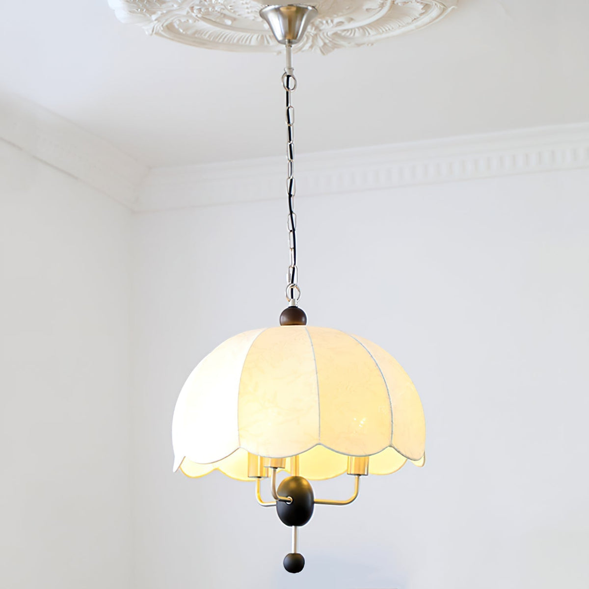 Ervaren lámpara colgante Vintage floración de tejido y madera