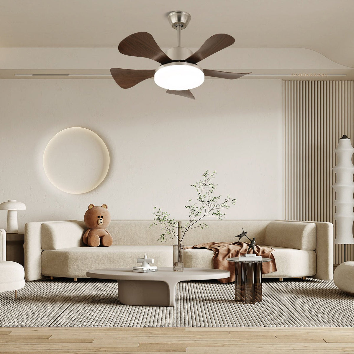 Aldeelle ventilador de techo con luz moderno de madera