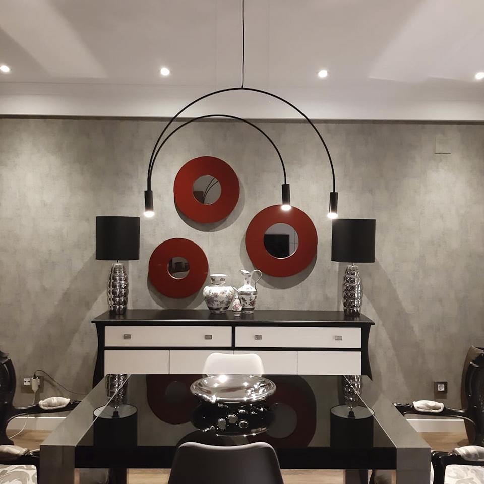 Noriel lámpara colgante minimalista con cilindros superpuestos para comedor cilíndrico