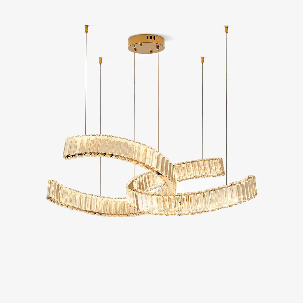Calo lámpara de araña Spiral cristal dorado Glam