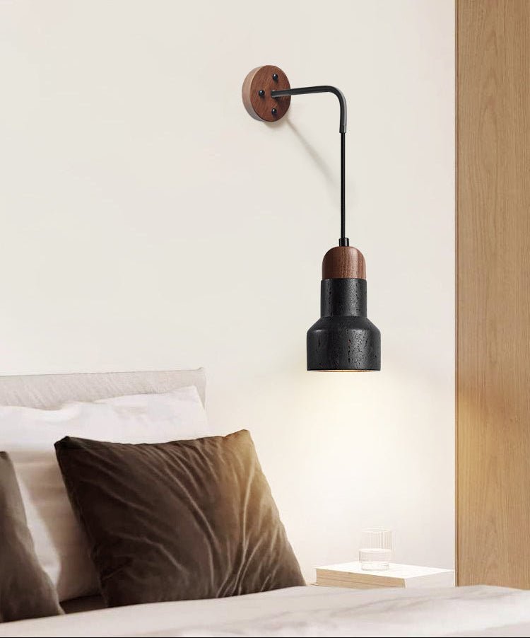 Alcarion aplique de pared vintage negro con cuerda de travertino