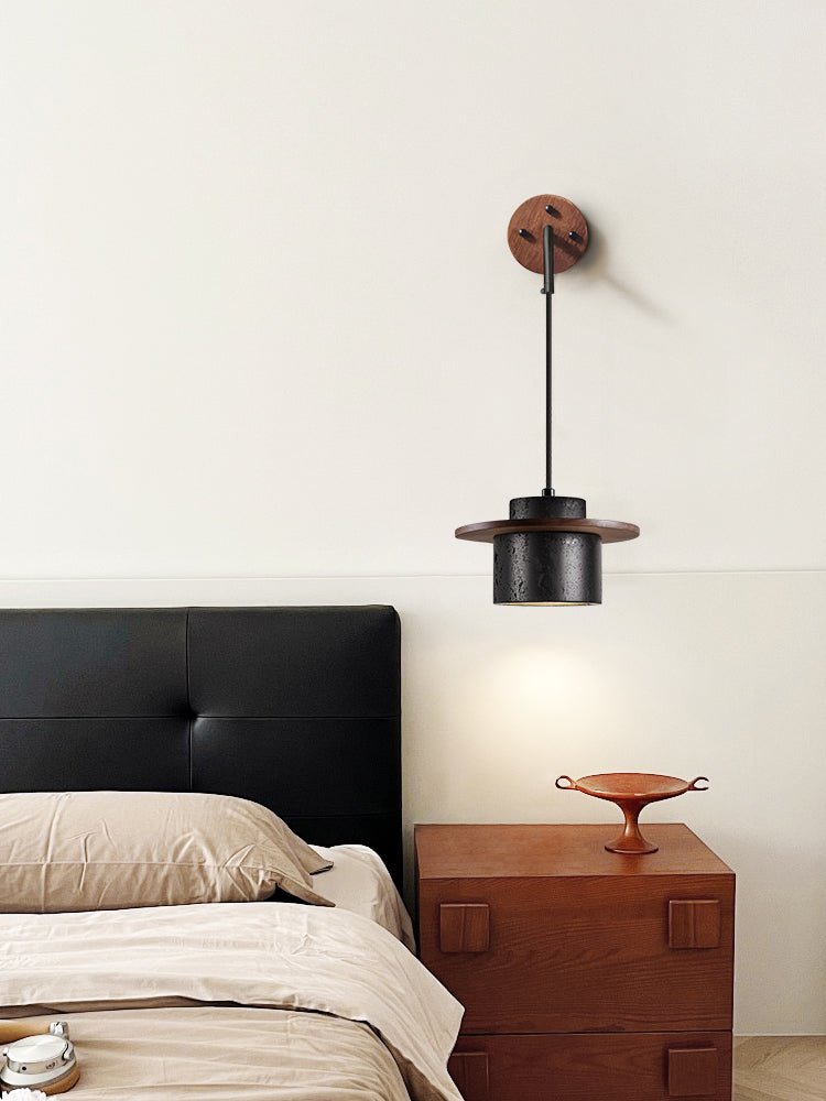 Halyn aplique de pared moderno negro en travertino