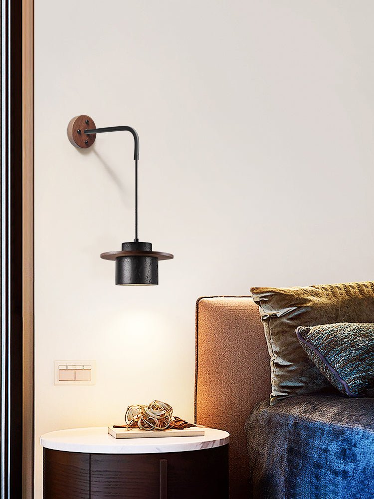 Halyn aplique de pared moderno negro en travertino