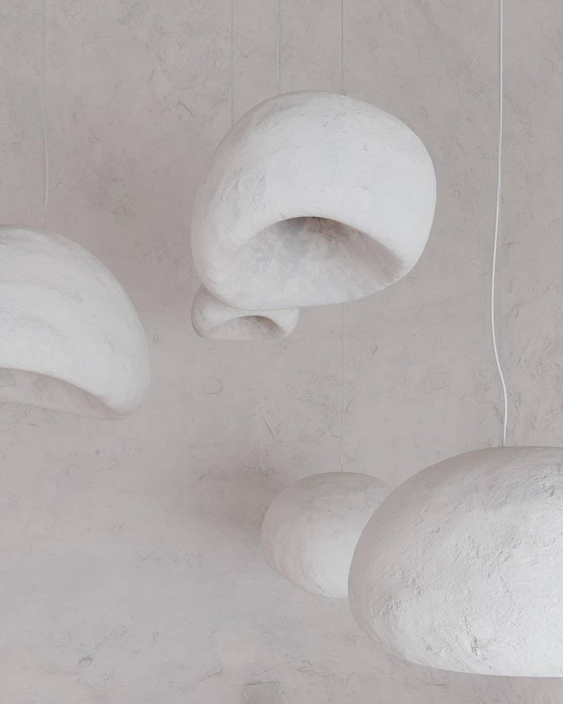 Lámpara de araña Wabi-Sabi Pebble Cluster Forma orgánica minimalista artística