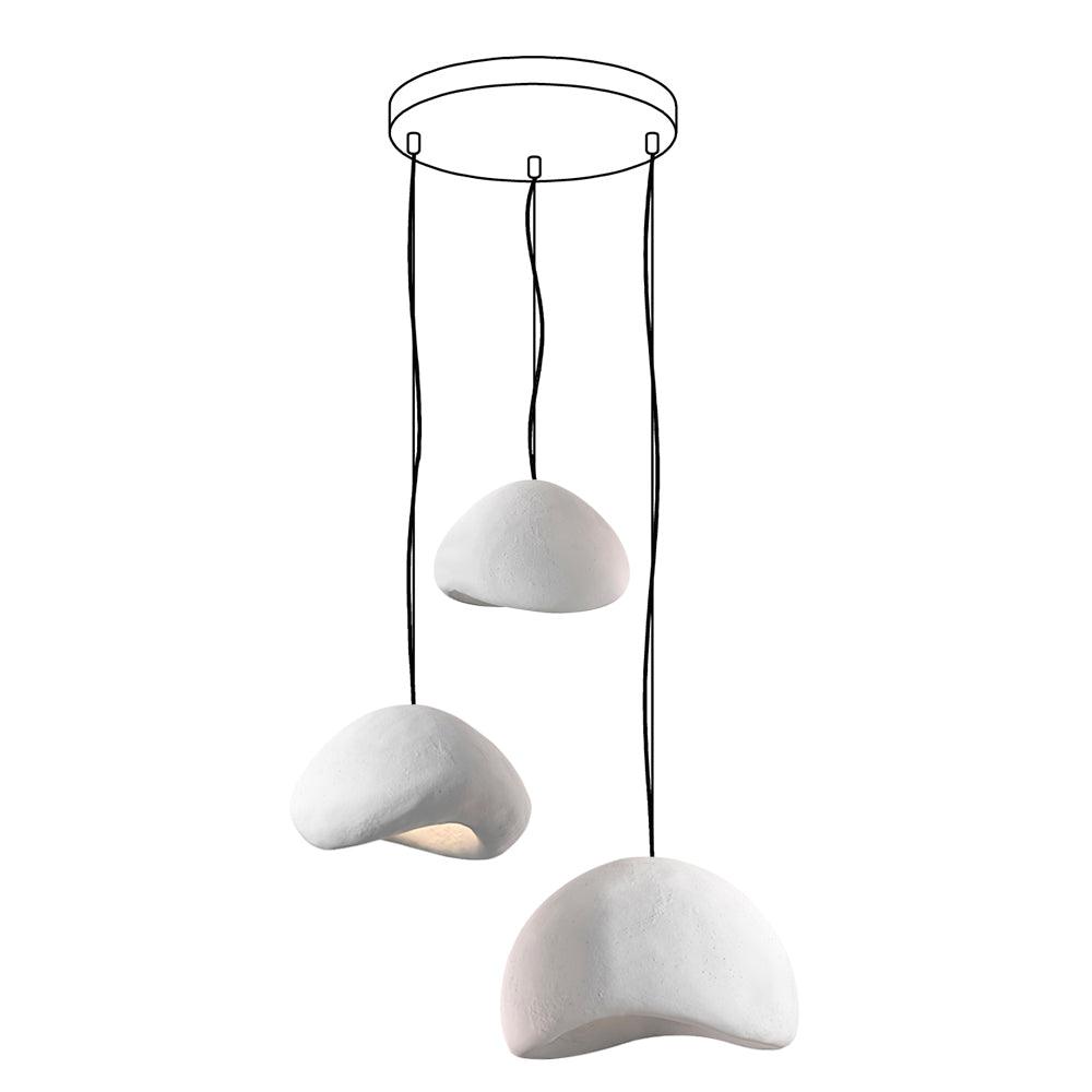 Lámpara de araña Wabi-Sabi Pebble Cluster Forma orgánica minimalista artística