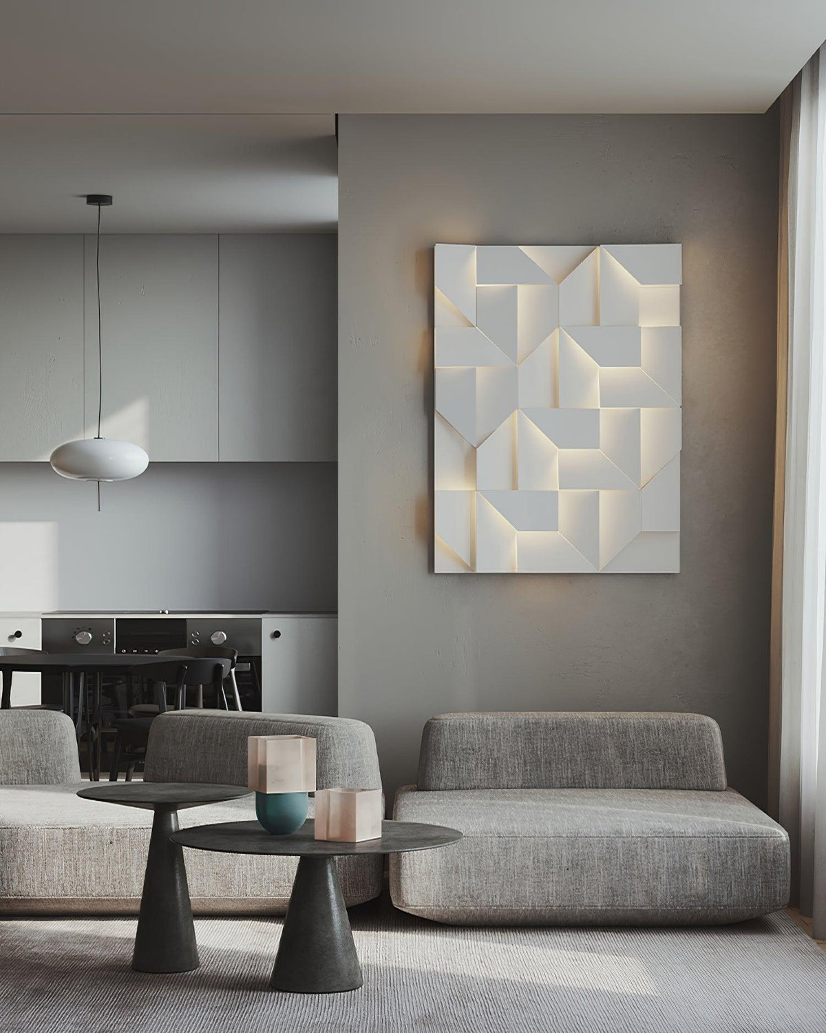 Aplique de pared 3D Paneles geométricos capa luz arte atenuación remota moderno