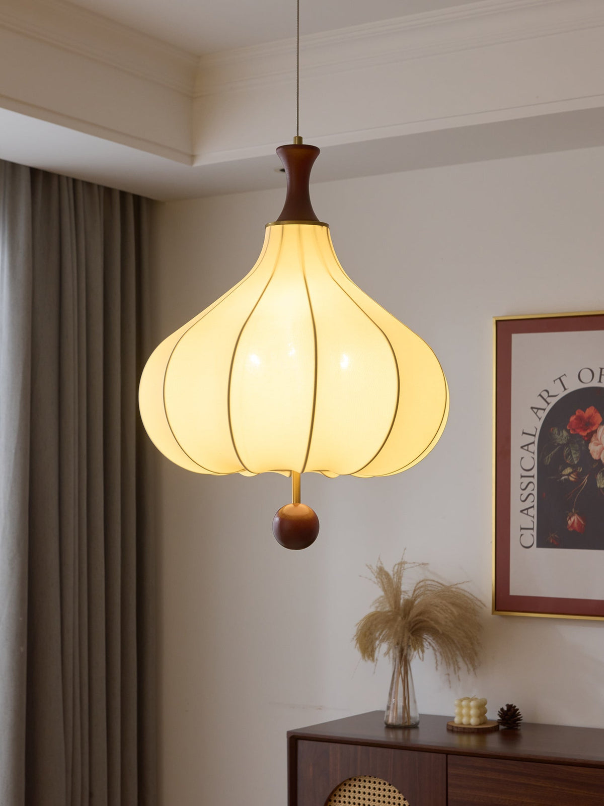 Mymira lámpara colgante de madera con elegancia tradicional