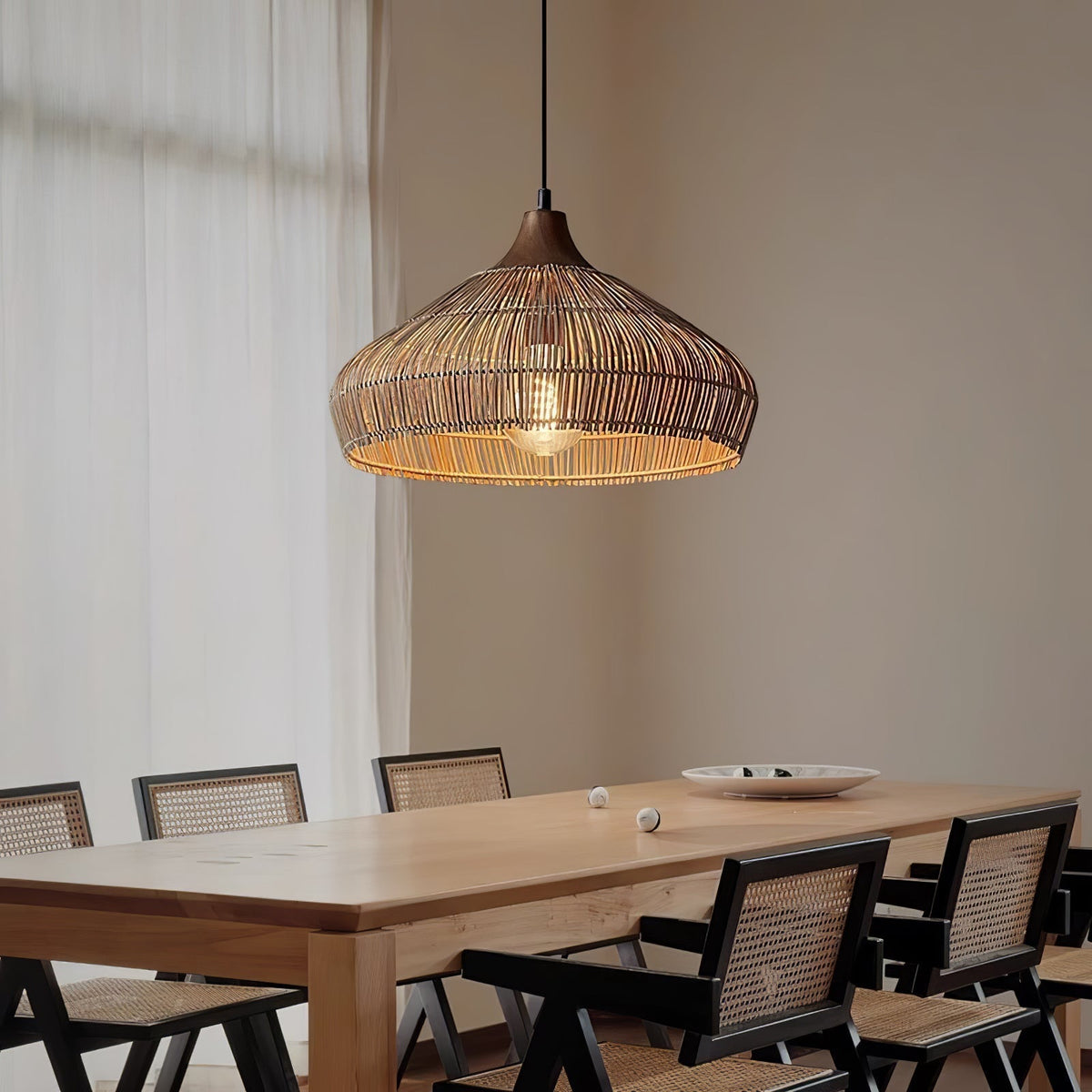 Lythean lámpara colgante elegancia Art de ratán y madera
