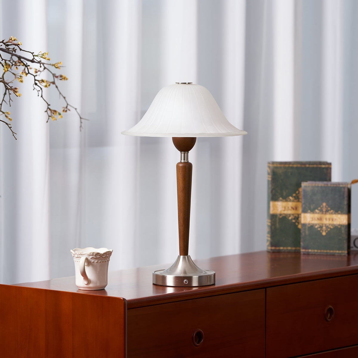 Elviveria lámpara de mesa vintage de madera