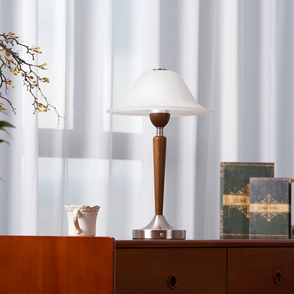 Elviveria lámpara de mesa vintage de madera