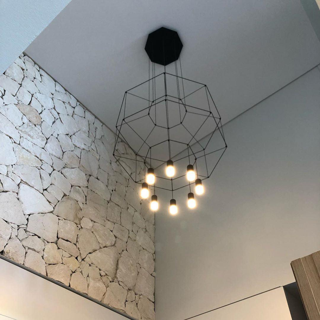 Elaalora lámpara colgante geométrica de cable negro LED