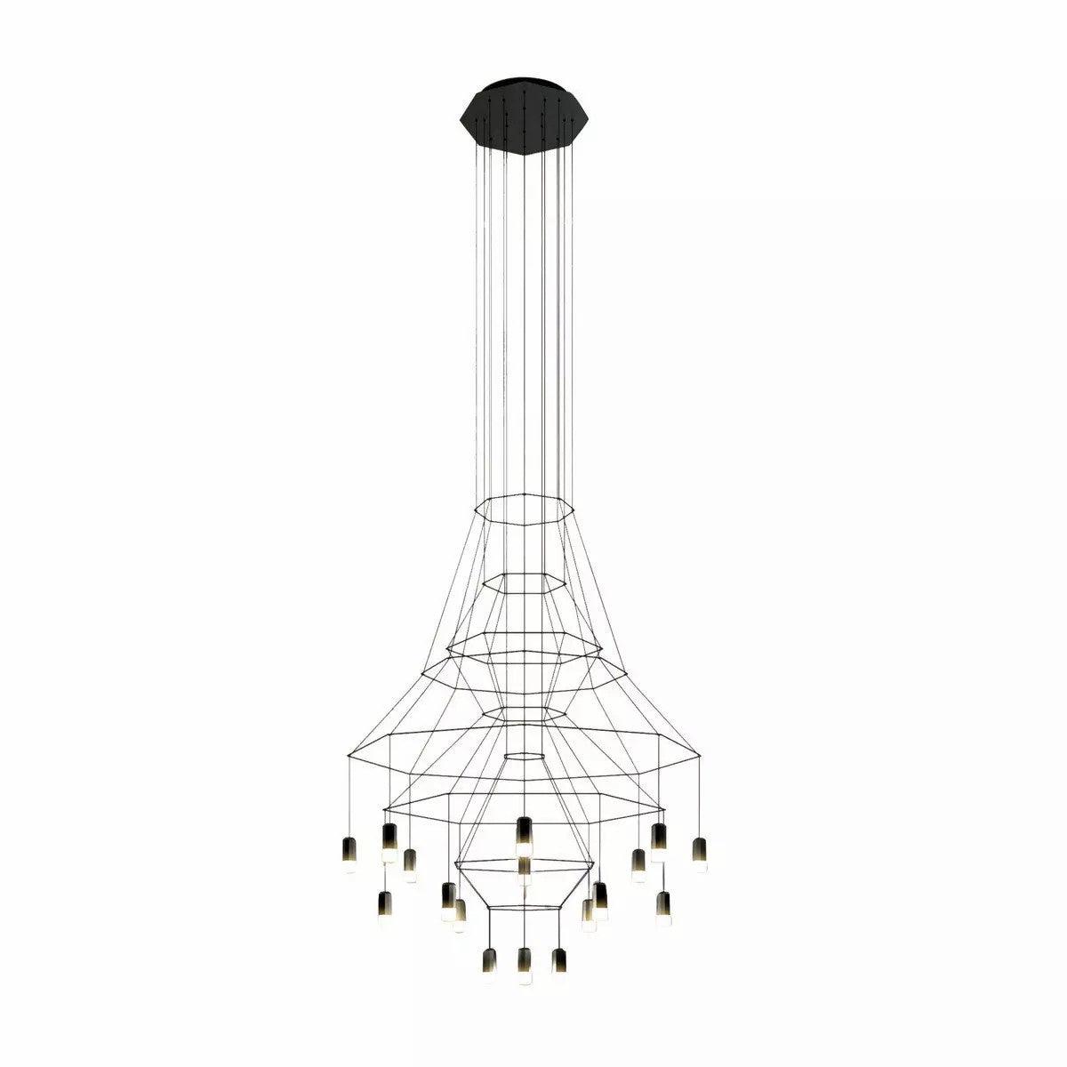 Tevenq lámpara de araña Lines negro Estructura Alambre LED