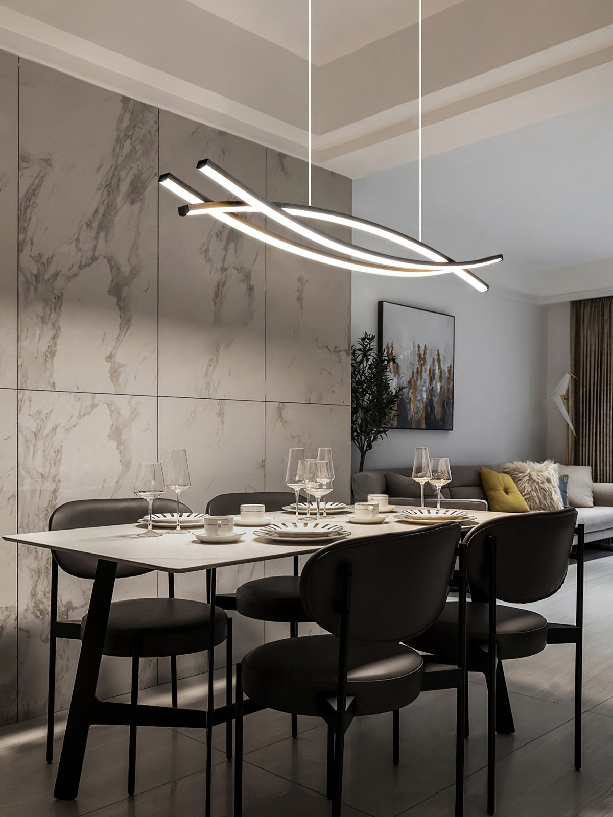 Curinis lámpara de araña moderna minimalista con arte LED